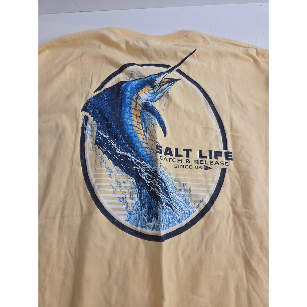 Salt Life Men's Cotton 2XL Long Sleeve Shirt Butter Yellow - Picture 7 of 7